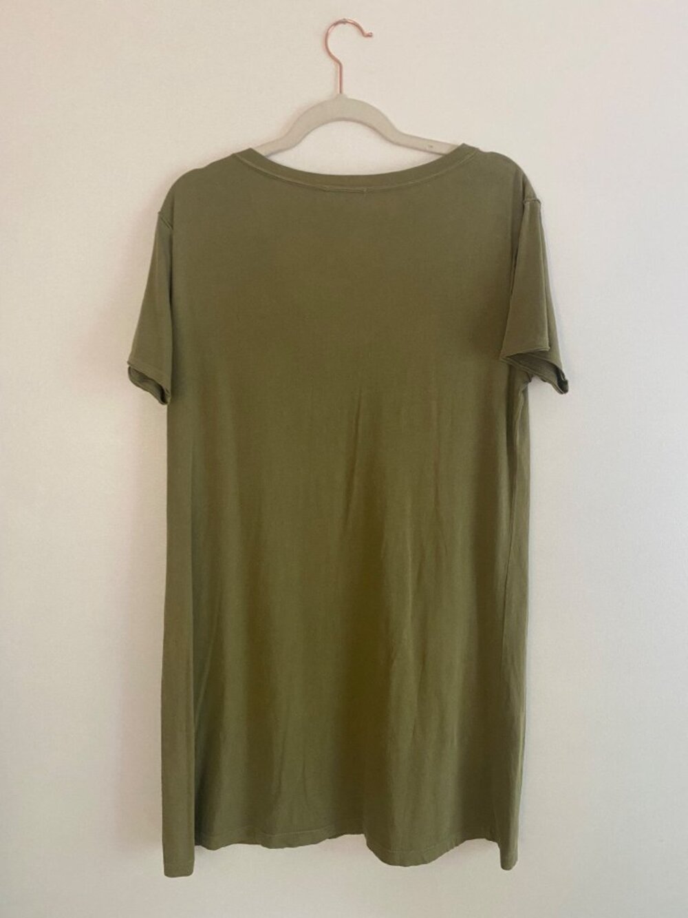 Z Supply Women's Olive V-Neck T-Shirt Dress 100% Organic Cotton Size L - Picture 5 of 6